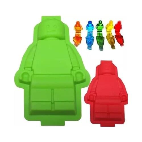 1PCS DIY Fondant Cake Tools 100% Foodgrade Silicone Lego Mold Super Big Robot Lego Cake Mold Ice Mold Baking Pan AX-202011