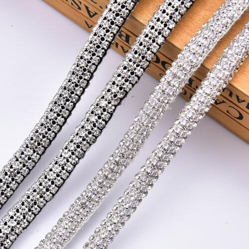 1 Yard 1 CM Width Crystal Rhinestone Cotton Tube Rope String Cord Trim DIY Belt Garment Jewelry Accessories
