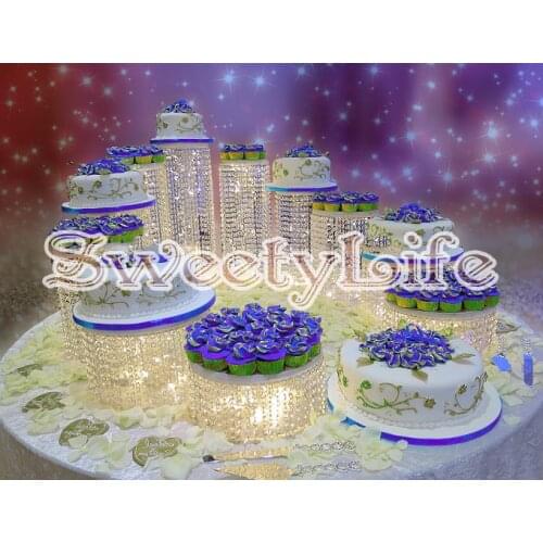 11pcs/set deluxe Crystal transparent acrylic cake stand Romantic wedding decoration luxurious Party cake stand