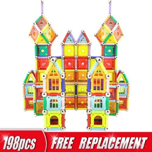 3D 198pcs Magnetic Building Blocks Set DIY Educational Construction Castle Blocks Toys For Kids