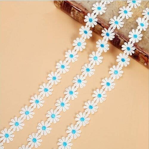 28Yards 2.8cm Width Beautiful Daisy Flower Lace Applique Patch Sew On DIY Craft Lace Trim For Baby Hairband