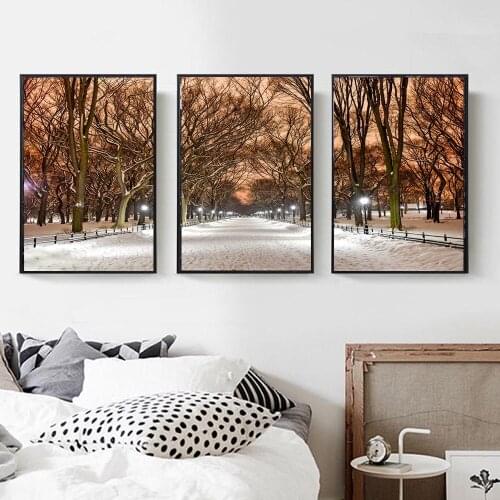 3Panels Canvas Painting Picture Landscape Snow posters Modular painting on the wall for living room Home Decoration