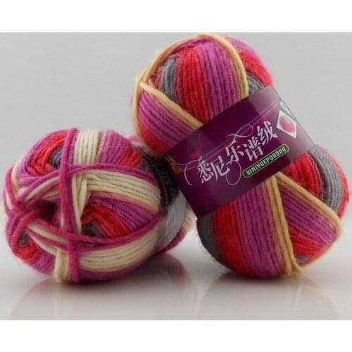 3pcs score line rainbow line Iceland wool Sydney section dyeing hand-woven hat scarf coat blanket thick baby thread ball