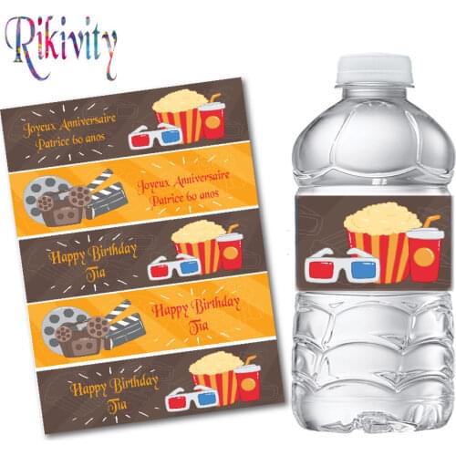 20 Pcs/lot Movie Water Bottle Wine Labels Custom Cinema Candy Bar Wrapper Stickers Baby Shower Birthday Party Wedding Decoration