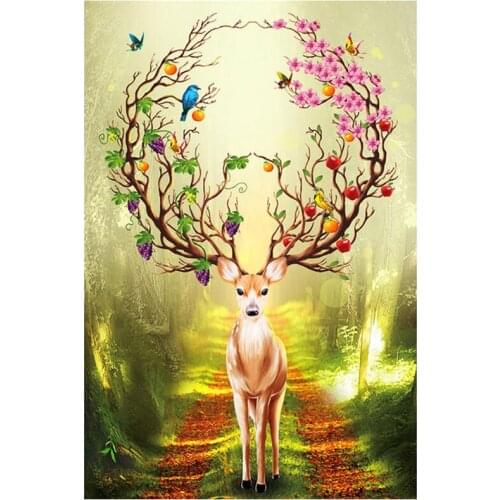 New 5D DIY Full Round/Square Diamond Painting "Fortune Deer" 3D Embroidery Cross Stitch Rhinestone Mosaic Home Dector Gift YC201