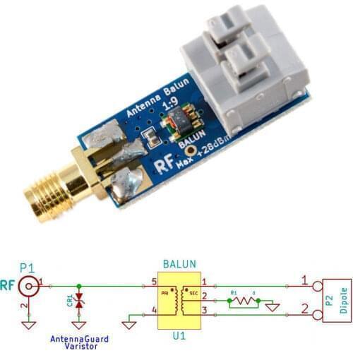 1:9 HF antenna Balun One Nine: Tiny Low-Cost 1:9 Balun frequency band; Long Wire HF Antenna RTL-SDR 160m-6m NEW