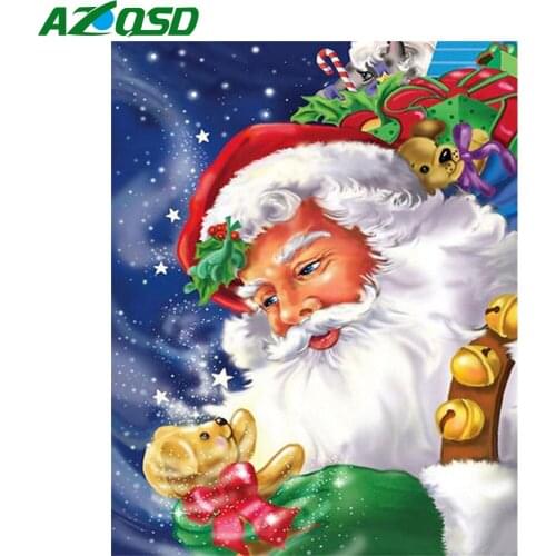 AZQSD Diy Diamond Painting Kits Santa Claus Full Square Drill Handmade Craft Diamond Embroidery Cartoon Cross Stitch Kits Gift