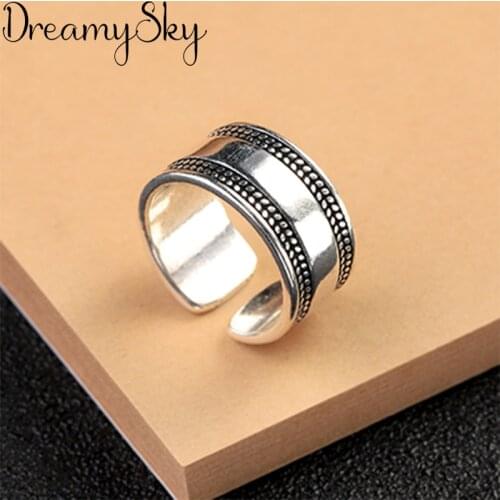 Bijoux Vintage Silver Color Large Rings For Girl Ladies Adjustable Size Statement Ring Wedding Party Jewelry Anillos
