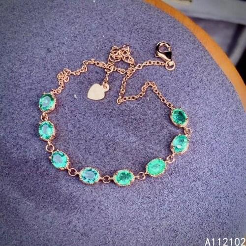 KJJEAXCMY fine jewelry S925 sterling silver inlaid natural Emerald Girl new popular hand Bracelet Support test with box