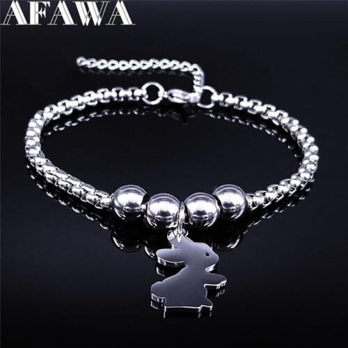Animal Rabbit Stainless Steel Beads Bracelets for Women/Men Chain Bracelet Jewelry pulceras para mujer moda BXS01