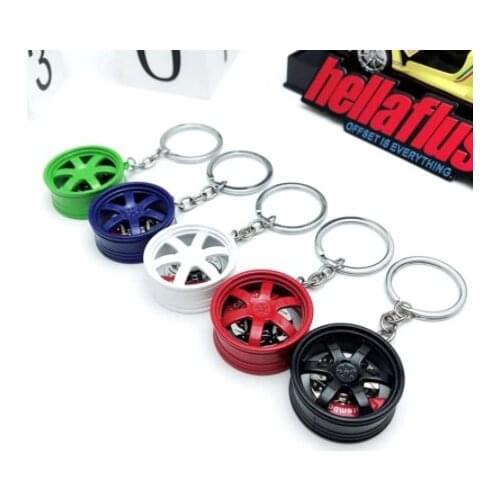 Wheel Rim Hub Tuning Mini Keychain Key Chain Keyring Key Ring Pendent JDM Hellaflush Zinc Alloy Car Truck TE37 CVT MB Design