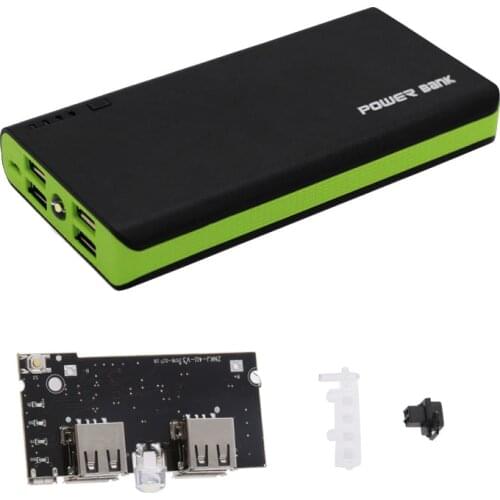 Power Bank Case Kit 18650 Battery Charger Flashlight for Cell Phone-Green