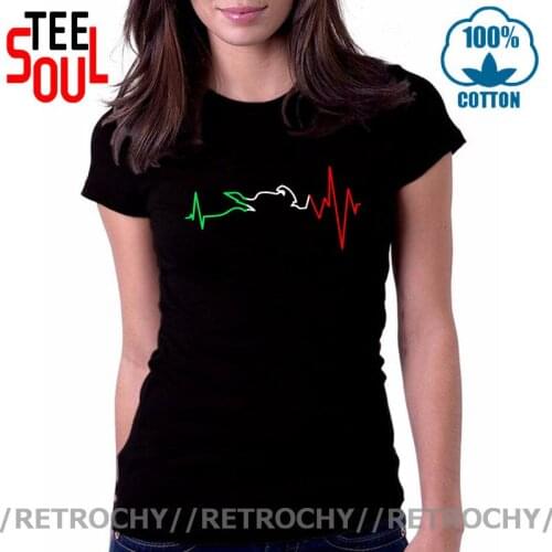 Retrochy Colorful String Diagram Motorcycle heartbeat T shirt women men EKG heartbeat line design in Italian flag colors T-shirt