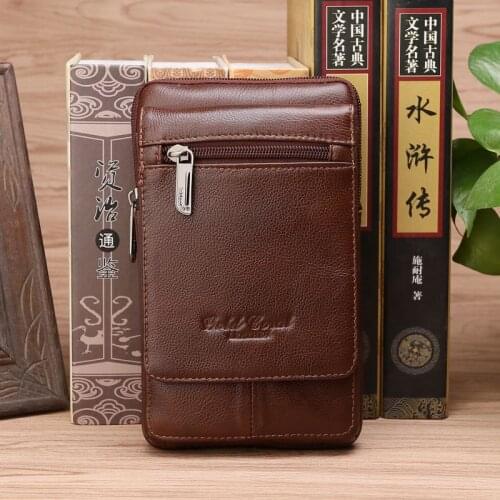 Mens Waist Pack Crossbody Shoulder Belt Hip Bum Bags Mobile Phone Purse Cigarette Genuine Leather Male Hook Messenger Fanny Bag