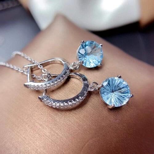 Elegant Gift for the Birthday New Fashion Topaz Earring Natural And Real 925 Sterling Silver Topaz Earring