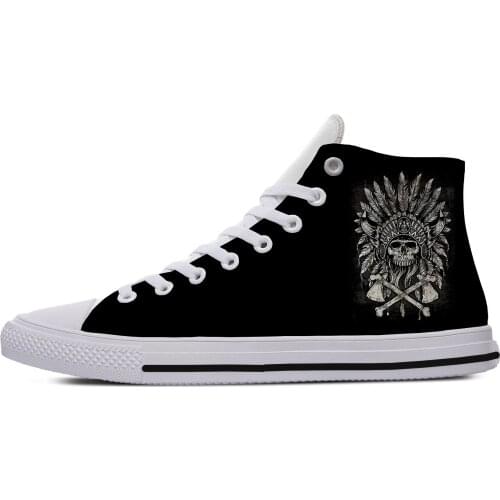 Indian Chief Skull Novelty Design Harajuku Lightweight High Top Canvas Shoes Men Women Casual Breathable Sneakers