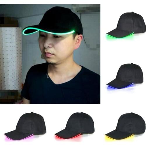 Casual LED Light Peaked Cap Baseball Cap Travel Sunshade Hat LED Optical Fiber Luminous Hat For Outdoor Activities