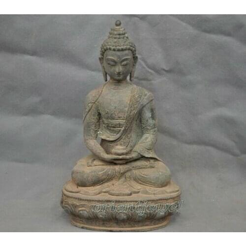 China Old Tibetan Buddhism Shakyamuni Sit Buddha Bronze Statue 20cm