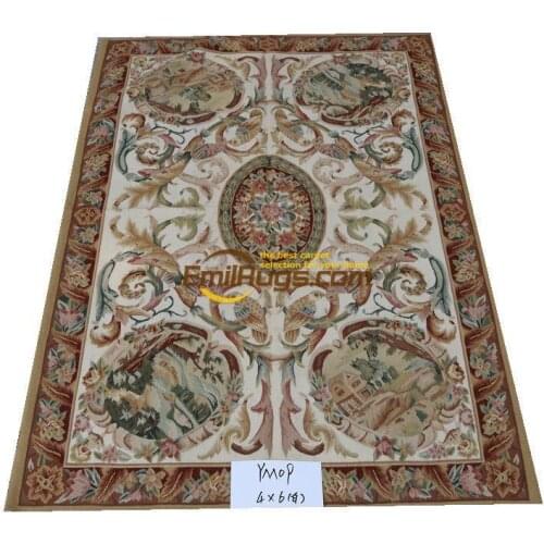 Handmade aubusson carpet large living room en bedroom area 122CMX183CM (4 'X 6') m YM09gc156aubyg6
