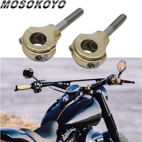 Brass Rough Craft Old School 1.5" Rise Handlebar Riser 1" 25mm Bar Mount Relocation Clamp For Harley Cafe Racer Slimline Risers