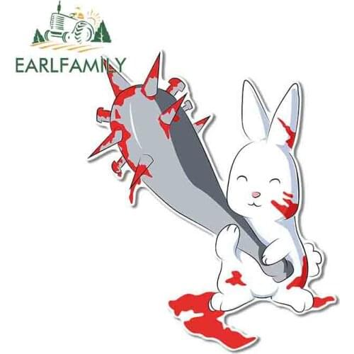 EARLFAMILY 13cm x 10.8cm for Killer Bunny Blood Decal Surfboard Windshield Car Stickers Personality Motorcycle Cartoon Graphics