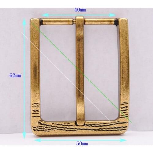 Men Vintage Brass Flower Pattern Rectangle Prong Pin Tongue Leathercraft Casual Leather Belt Buckle Replacement Fit 40mm