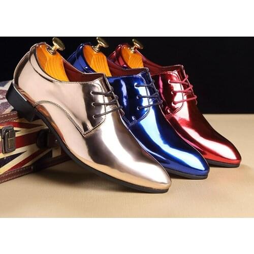 Topvivi Men Dress Shoes Leather Pointed Toe 2021 new Fashion Bright casual Business Shoes Casual Wedding Shoes large size 47 48