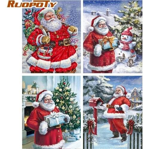 RUOPOTY DIY Santa Claus Coloring By Numbers Wall Art Painting By Numbers Figure painting by numbers home decor gift