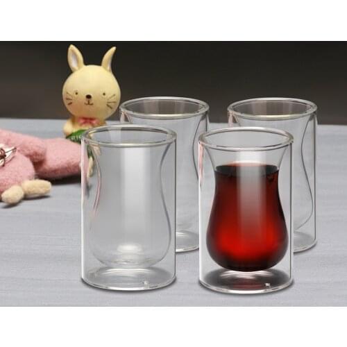 Set of 4 Double Walled Glass wine glasses Coffee Cups 150ml Whiskey Drinkware Latte Cappuccino Tea Beer Wine Mugs