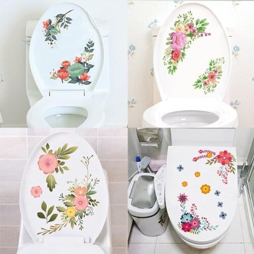 Closestool Antifouling Wall Stickers Beautify Decoration Flower Waterproof Removable PVC Wall Sticker DIY Home Decoration 1Piece