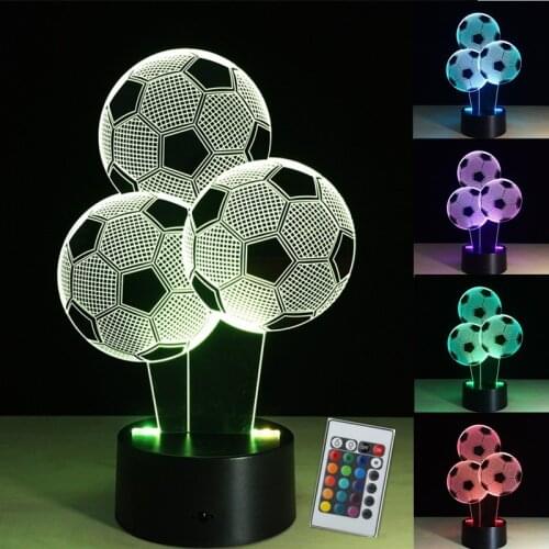 3D Soccer 7 Color Table Lamp Home Christmas Decoration Team Sports Entertainment Football Fan Gift Kids Birthday LED Soccer