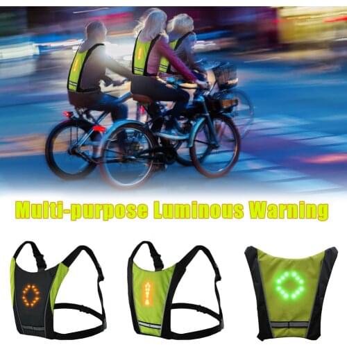New LED Wireless cycling vest MTB bike bag Safety LED Turn Signal Light Vest Bicycle Reflective Warning Vests with remo 2021
