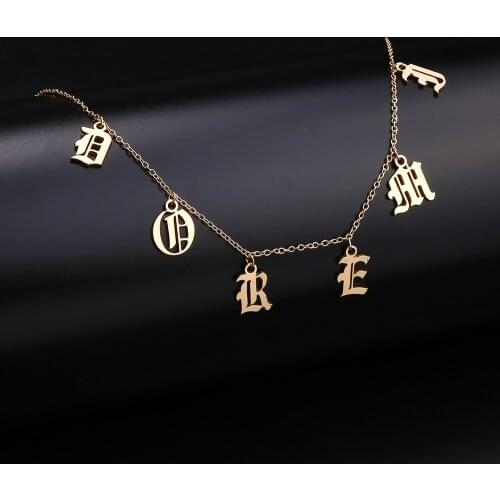 METOO Old English Name Numbers Letter Necklace Choker Nnecklace In the English Style Personalized Name Necklaces & Pendants Gift