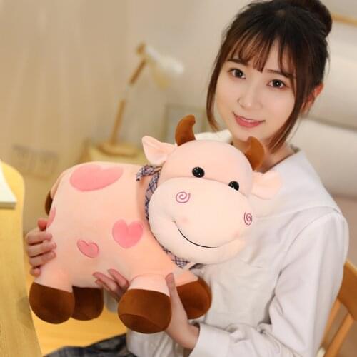 New Style 25-40CM Cartoon Cute Cow Plush Toy Soft Animal Cattle Kawaii Bull Doll Kids Birthday Gifts Baby Sleeping Pillows