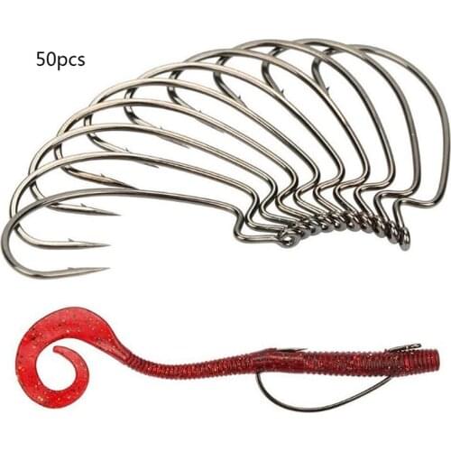 Fishing Worm Hooks High Carbon Steel Wide Gap Offset Saltwater Freshwater Extra Strong Circle Jig Fishing Hooks