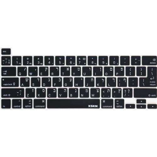 XSKN Hebrew/English Black Silicone Keyboard Cover Skin for 2019 New MacBook Pro 16 inch Touch Bar A2141 US and EU Version
