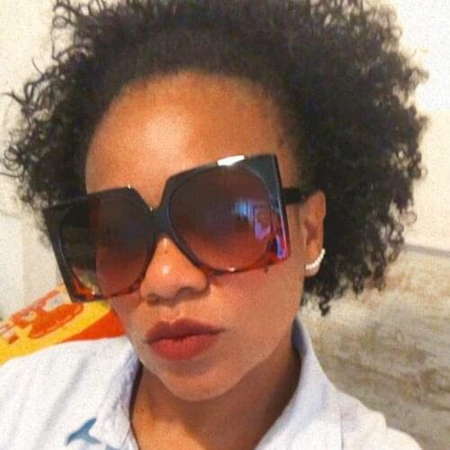 Wholesale Vintage Oversized Square Sunglasses For Women Gradient Elegant Black Brown Sun Glasses Female UV400 Shades Men Eyewear