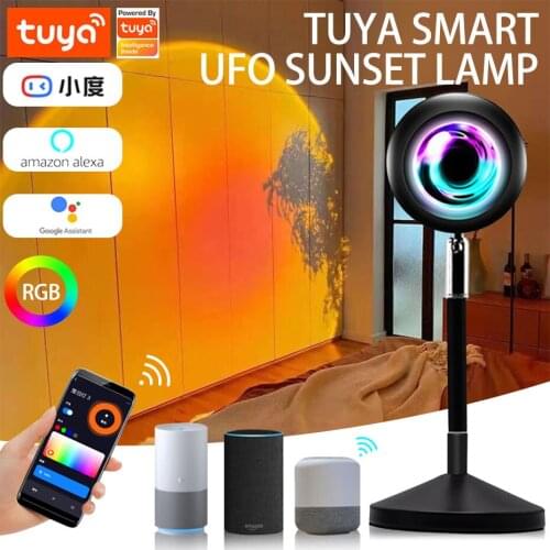 LED Sunset Lamp 5V 6W Rainbow Atmosphere Led Night Light Tuya Smart Life Color Changeable for Room Background Wall Decoration