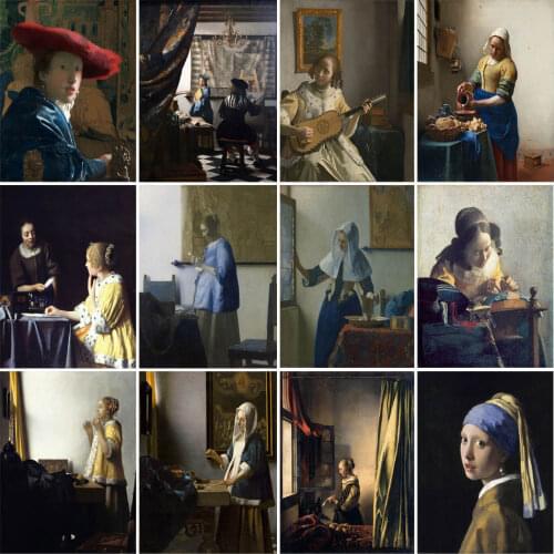 World Famous Painter Johannes Vermeer Series Diamond Painting Cross Stitch Mosaic Home Decoration