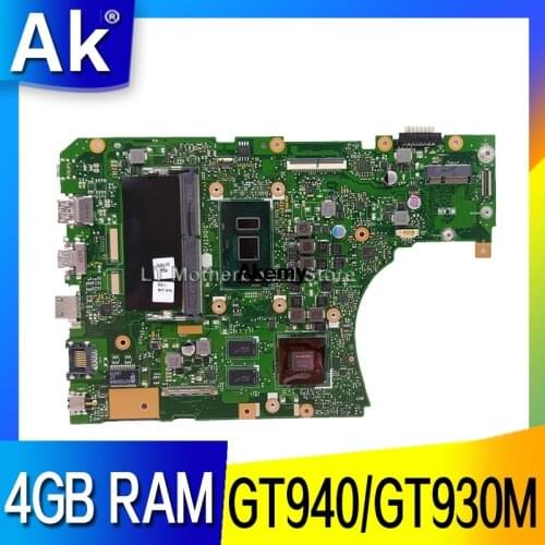 X556UV X556UJ laptop motherboard For Asus X556UB X556UF X556UR X556UQ X556UQK X556UV Mainboard I7-6500U GT940/GT930M 4GB RAM