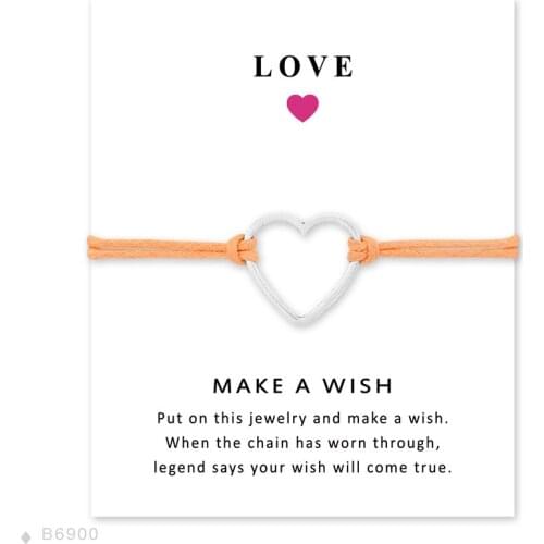 Girls Adjustable Friendship Bridesmaid Wedding Statement Jewelry Wax With Card Silver Heart Charm Bracelets for Women