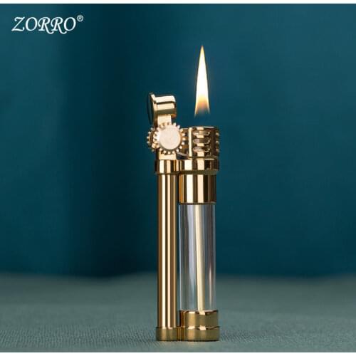 Zorro Vintage Vintage Grinding Wheel Type Ignition Windproof Transparent Visible Bunker Kerosene Lighter