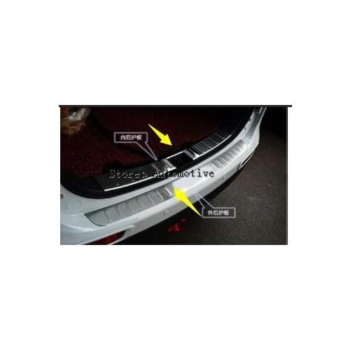 2 pcs Stainless Steel Rear Inner + outside Bumper Protector Guard Plate Trunk Gate For Mitsubishi Outlander 2013 2014