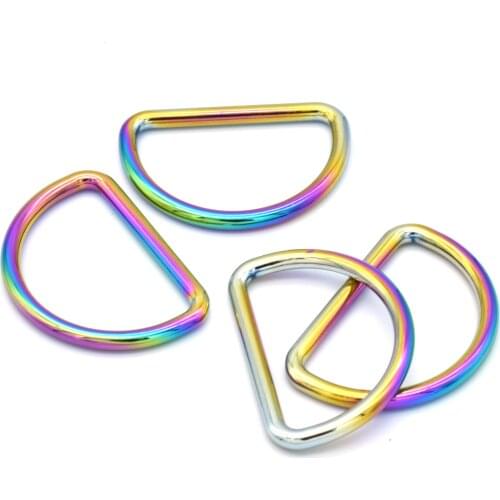40mm Rainbow D Ring Buckle Slide Adjustable Loop Belt Purse HandBag Loop Dog Collar Clasp Jewelry Keychain Leather Craft Webbing