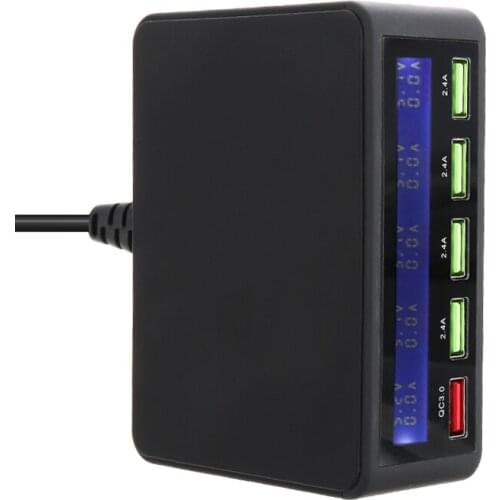 1pc Smart Quick Charge Charger 5 Ports USB Charger Adapter Mobile Phone Fast Charger EU Plug For Smartphone Charger Station