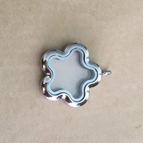 5PCS Top Quality Floating Glass Living Memory Locket Stainless Steel Magnetic Closure Locket Pendant DIY Five-pointed Star