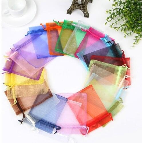 50pcs Organza Chiffon Bags Christmas Halloween Gift Box Wedding Birthday Party Packaging Bags Candy Chocolate Bags for Guests