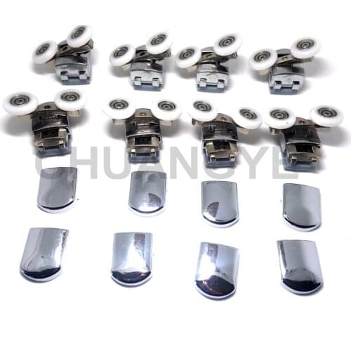 8 x Double Zinc Alloy Shower Door Rollers/Runners 23mm wheels diameterCY-909AB