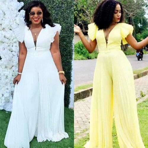 African Dresses for Women 2020 New Ladies Dashiki Pleated Ruffles Ankara Style Trousers Fashion Robe Africaine Jumpsuit Party