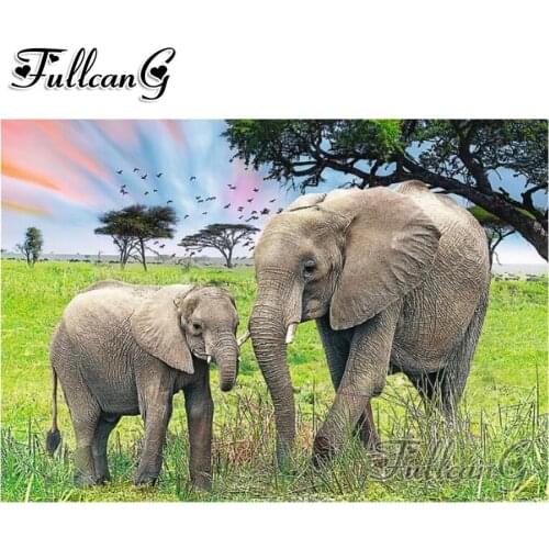 FULLCANG diy diamond painting animals elephant diamond embroidery sale 5d mosaic cross stitch full square/round drill FC532